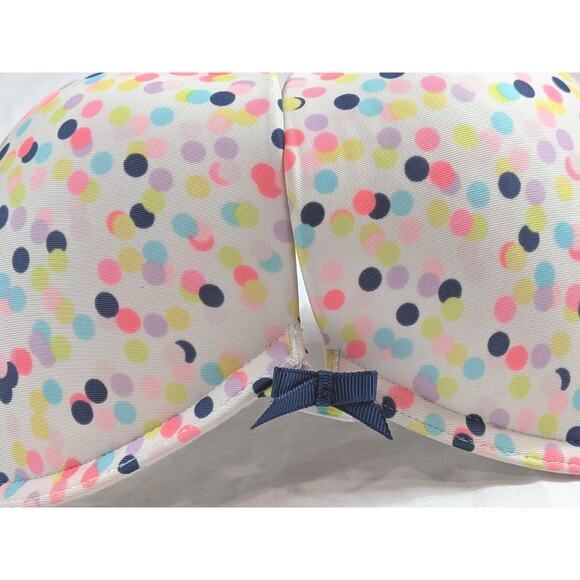 Victoria's Secret Polka Dot Navy Push Up Bra Pigeonnant Padded Size 34DD - Picture 4 of 7